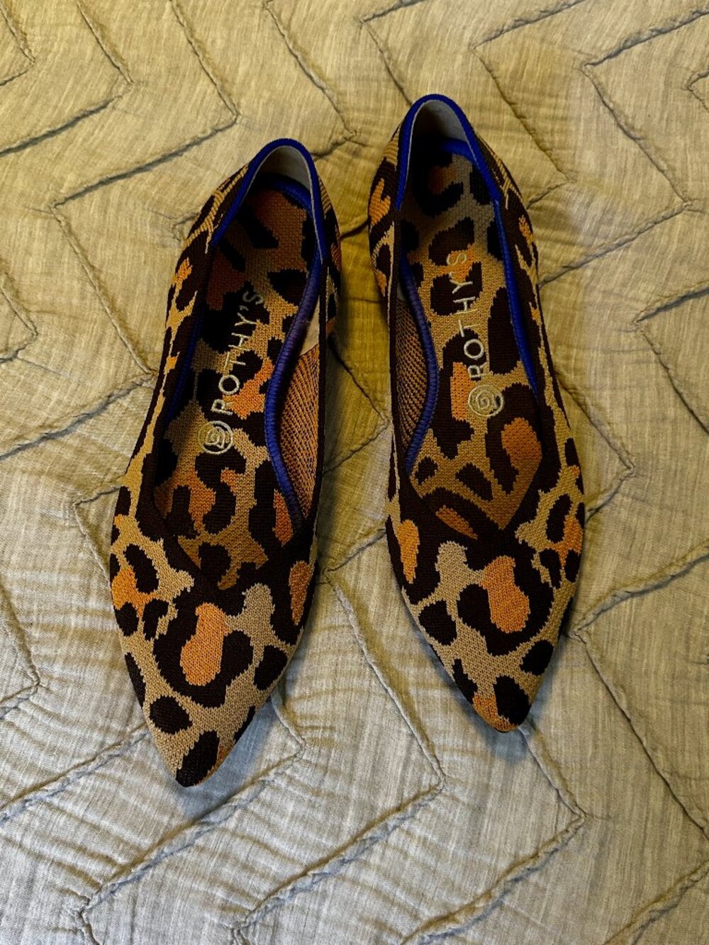 Rothy's The Point Leopard Print Flats Sz W8.5